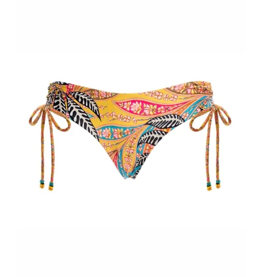 Agua Bendita Eda Bikini Bottom In Lula Print Yellow Size 3xl Nwt